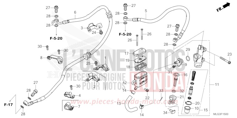 MAÎTRE-CYLINDRE DE FREIN ARRIÈRE de Africa Twin Méca MAT BALLISTIC BLACK METALLIC (NHA86) de 2022